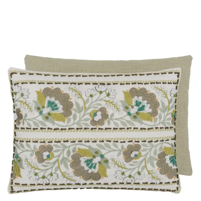 Designers Guild - Enamel Flower Celadon Embroidered Cotton