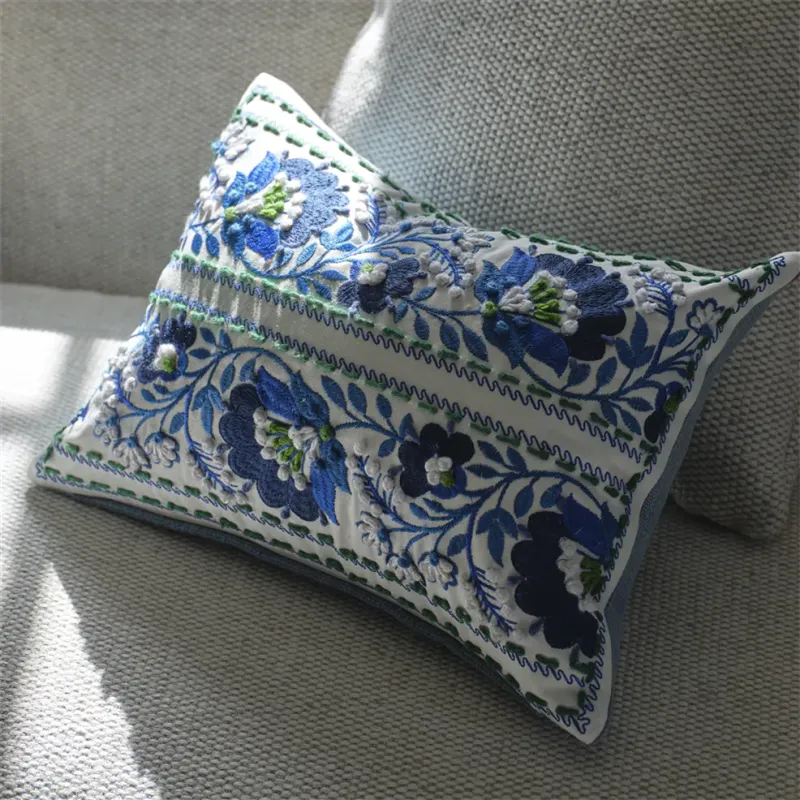 Designers Guild - Enamel Flower Indigo Embroidered Cotton